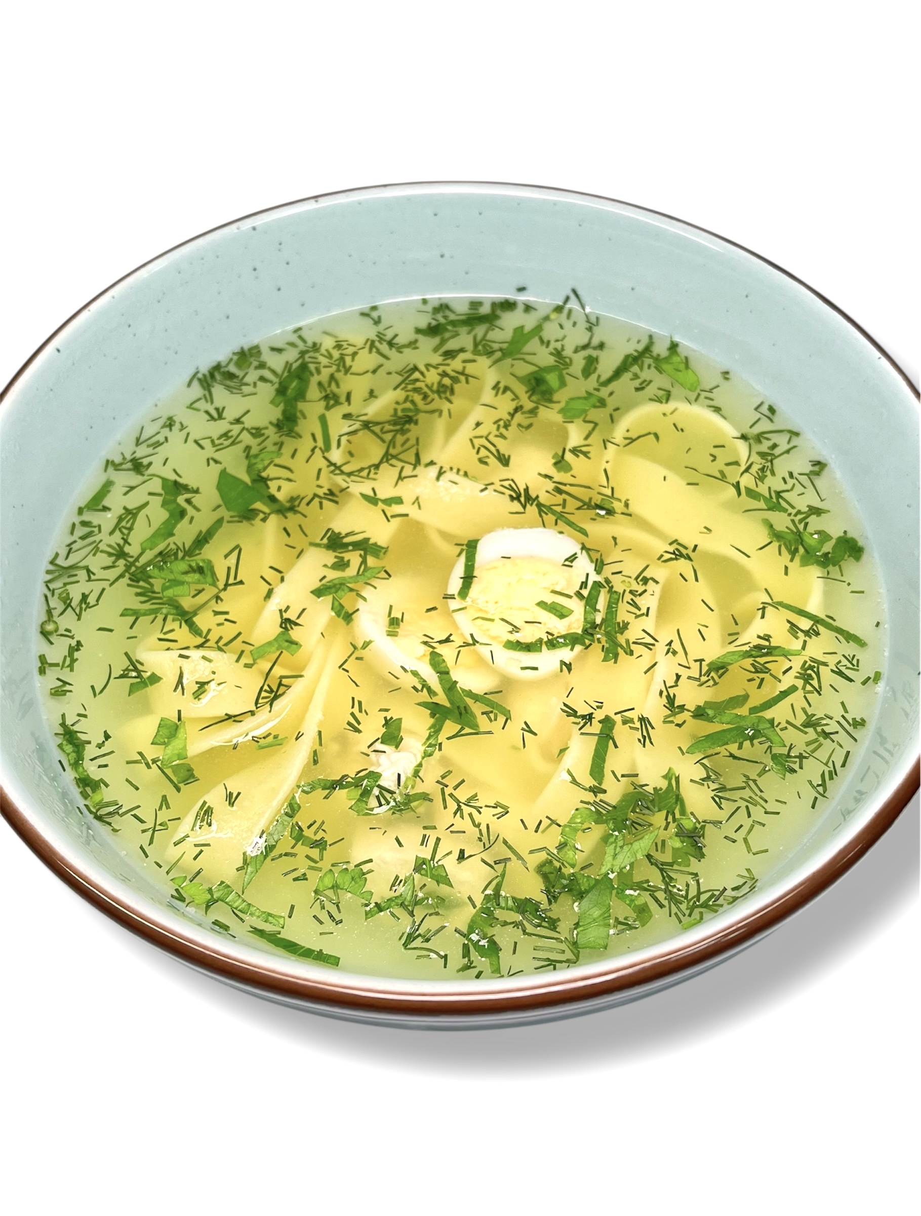 Бульон з локшиною та яйцем